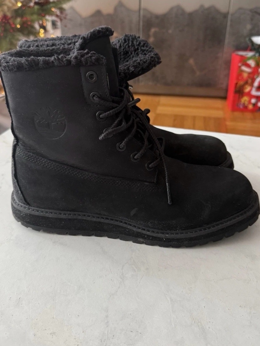 Timberland Black Nubuck Shearling Boots